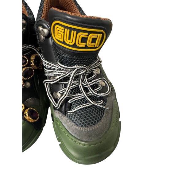 Gucci Women's Size 38 Flashtrek SEGA Green Removable Crystal For Only 1 Sneaker - Picture 8 of 12
